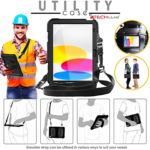 [UTILITY Case] Full Body Shockproof Case with Stand, Hand & Shoulder Strap for Apple iPad 11th & 10th Generation, iPad 2025 / 2022