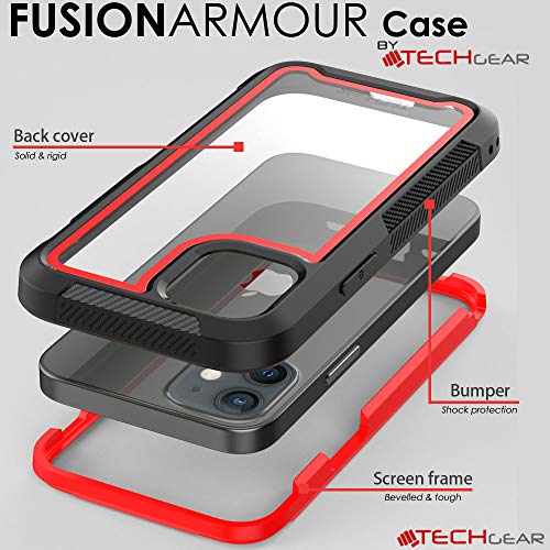 [Fusion Armour Case] Premium Slim Hybrid Tough Heavy Duty, Clear Back Bumper Case for iPhone 12 Mini
