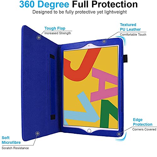 [Folio Case] Smart Cover Stand with Auto Sleep/Wake & Hand Strap For Apple iPad 10.2" 2021 / 2020 / 2019 [9th / 8th / 7th Generation]
