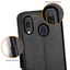 [Wallet Case] Protective Cover with Cash & Card Holder, Stand and Wrist Strap For Samsung Galaxy A20e