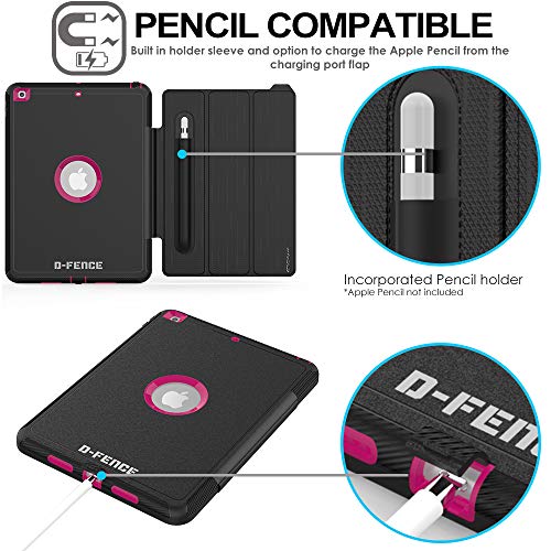[D-FENCE Case] Tough & Rugged Smart Case For Apple iPad 10.2" 9th, 8th, 7th Generation