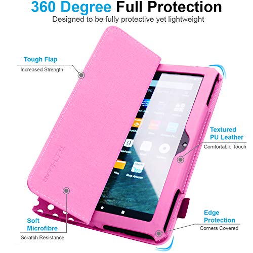 [Folio Case] Smart Cover Stand with Auto Sleep/Wake & Hand Strap For Amazon Fire HD 8" / HD 8" Plus (2024, 2022 & 2020 / 14th, 12th & 10th Generation)