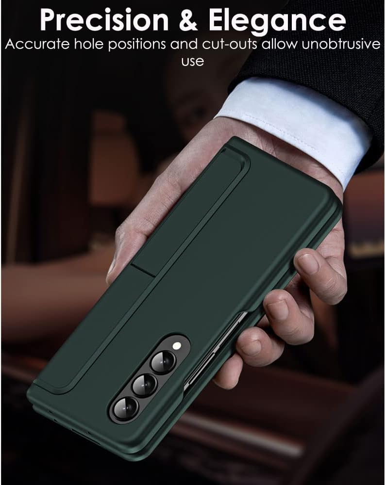 Samsung Galaxy Z Fold 4 Phone Case, [Interchangeable S-Pen Holder / Kickstand] [Front Screen Frame] Ultra-thin Hard PC Bumper Full Protective Cover