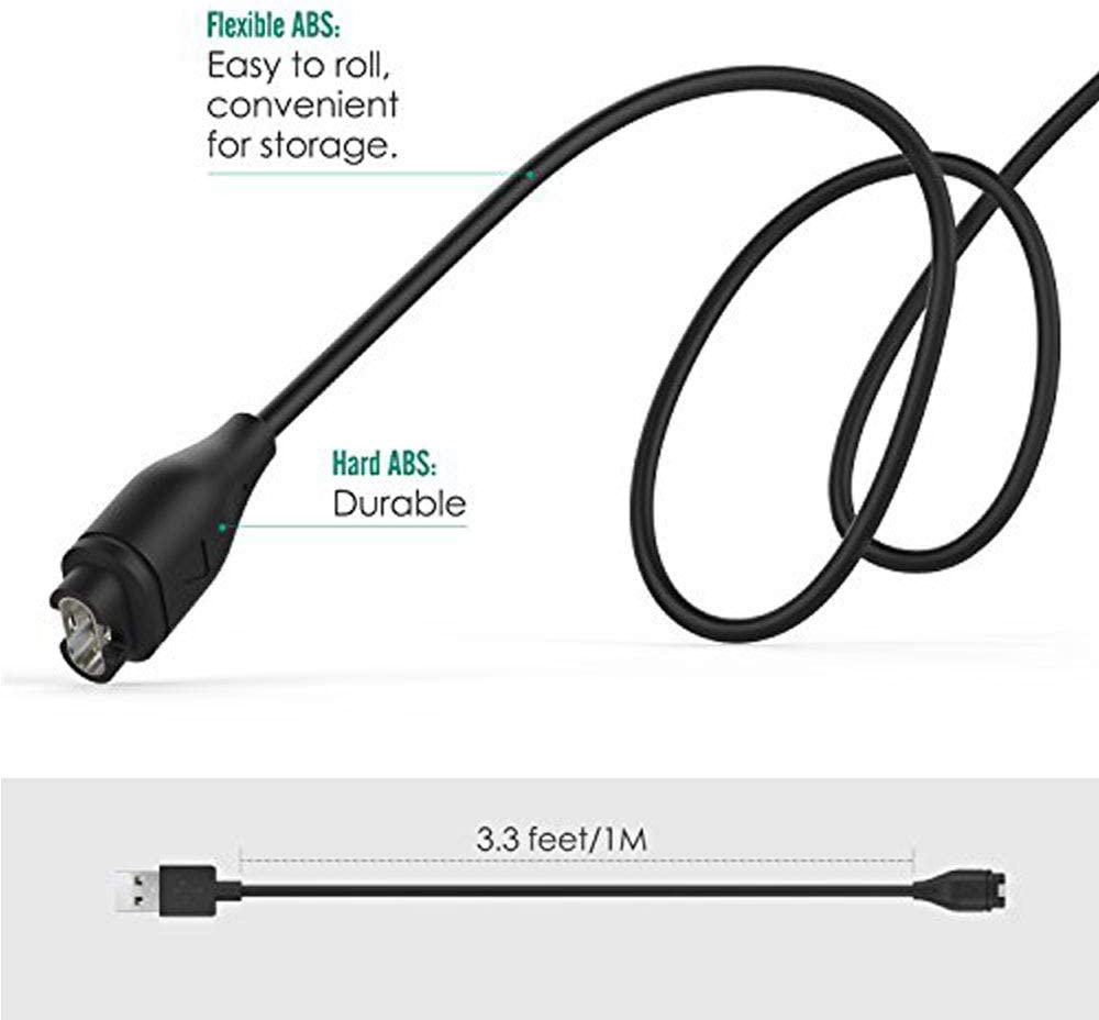 Charging Power Sync Cable for Garmin Fenix 7, Forerunner 55, Quatix 5, VivoActive 4 4s 3