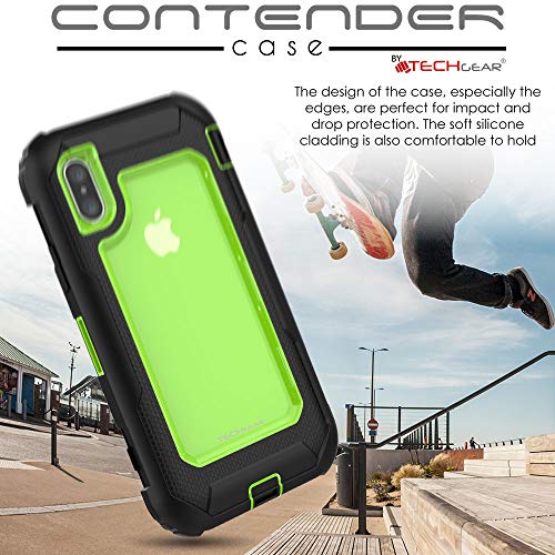 [Contender Case] iPhone XS Max Heavy Duty Case with Built-in Screen Protector, 360 [Full Body] Protective Cover with Kick Stand