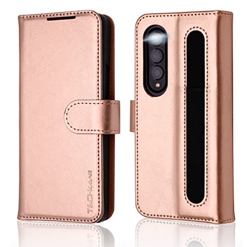 [Leather Wallet Case] Protective Cover with Cash & Card Holder, Stand and Wrist Strap For Samsung Galaxy Z Fold 4
