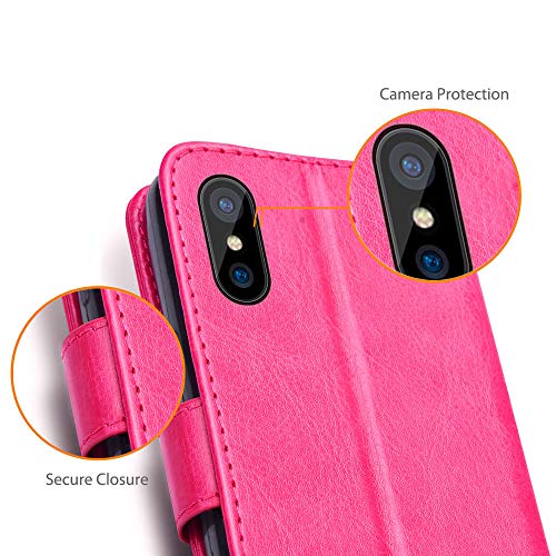 [Wallet Case] Protective Cover with Cash & Card Holder, Stand and Wrist Strap For Apple iPhone XS Max