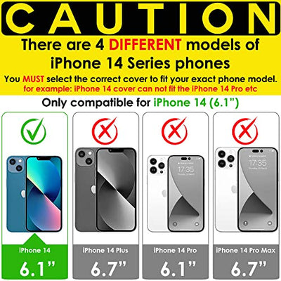 [Leather Wallet Case] Genuine Leather [RFID Blocking] Magnetic Flip Case with Card & Slots and Stand For iPhone 14 6.1"