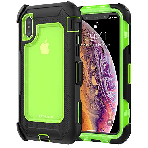 [Contender Case] iPhone XS Max Heavy Duty Case with Built-in Screen Protector, 360 [Full Body] Protective Cover with Kick Stand