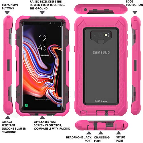 [Contender Case] Samsung Galaxy Note 9 Heavy Duty Case with Built-in Screen Protector, 360 [Full Body] Protective Cover with Kick Stand