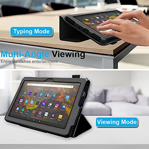 [Folio Case] Smart Cover Stand with Auto Sleep/Wake & Hand Strap For Amazon Fire HD 10" / HD 10" Plus (2021/11th Generation)