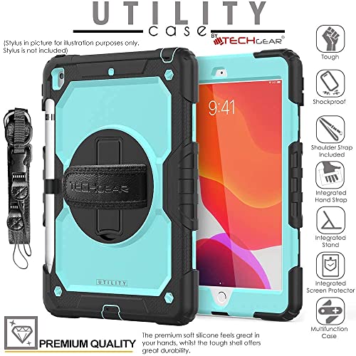 [UTILITY Case] Full Body Shockproof Case with Stand, Hand & Shoulder Strap for Apple iPad 10.2" 2021 - 2019 [9th/8th/7th Generation]