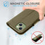 [Leather Wallet Case] Genuine Leather [RFID Blocking] Magnetic Flip Case with Card & Slots and Stand For iPhone 13 6.1"