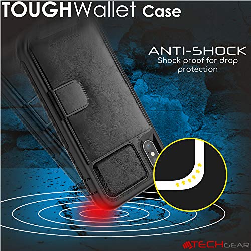Tough Armoured Wallet 360 ShockProof Case with Card Slots & Stand for Apple iPhone XS Max