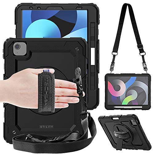 [UTILITY Case] Full Body Shockproof Case with Stand, Hand & Shoulder Strap for Apple iPad Air 5 / Air 4 10.9"