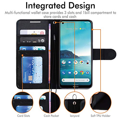 [Wallet Case] Protective Cover with Cash & Card Holder, Stand and Wrist Strap For Nokia 3.4