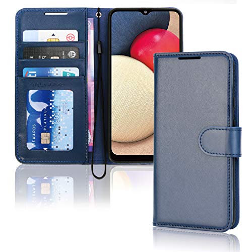 [Wallet Case] Protective Cover with Cash & Card Holder, Stand and Wrist Strap For Samsung Galaxy A02s