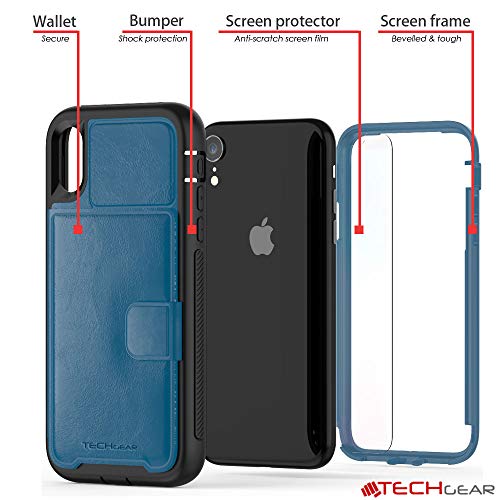Tough Armoured Wallet 360 ShockProof Case with Card Slots & Stand for Apple iPhone XR
