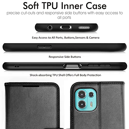 [Wallet Case] Protective Cover with Cash & Card Holder, Stand and Wrist Strap For Motorola Moto Edge 20 Lite