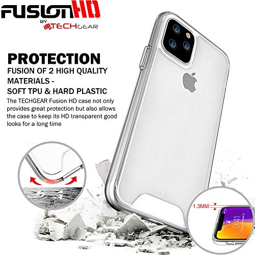 [Fusion HD Case] Shockproof Fused Gel Bumper & Hard Back Slim Clear Cover for iPhone 11 Pro Max
