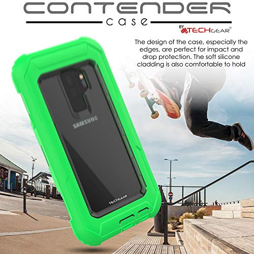 [Contender Case] Samsung Galaxy S9 Plus Heavy Duty Case with Built-in Screen Protector, 360 [Full Body] Protective Cover with Kick Stand