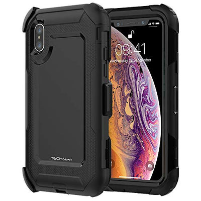 [Contender Case] iPhone XS, iPhone X Heavy Duty Case with Built-in Screen Protector, 360 [Full Body] Protective Cover with Kick Stand