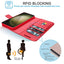 [Leather Wallet Case] Genuine Leather [RFID Blocking] Magnetic Flip Case with Card & Slots and Stand For Samsung Galaxy S23 Ultra