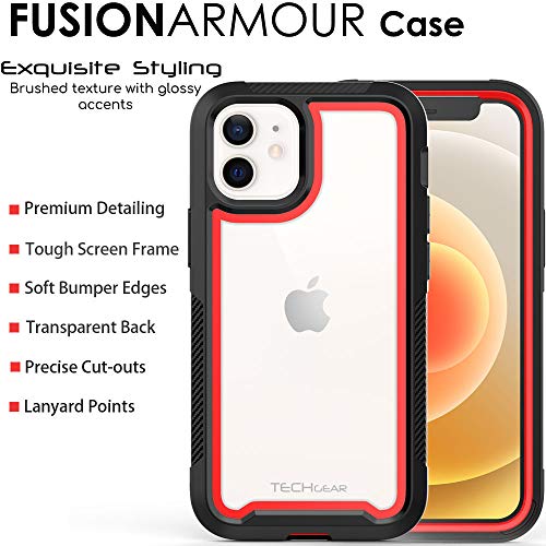 [Fusion Armour Case] Premium Slim Hybrid Tough Heavy Duty, Clear Back Bumper Case for iPhone 12 Mini