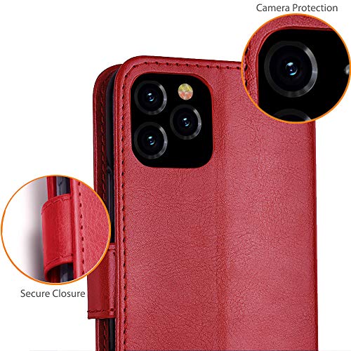 [Wallet Case] Protective Cover with Cash & Card Holder, Stand and Wrist Strap For Apple iPhone 11 Pro Max
