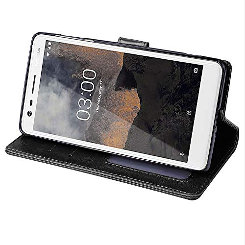 [Wallet Case] Protective Cover with Cash & Card Holder, Stand and Wrist Strap For Nokia 3.1