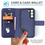 [Leather Wallet Case] Genuine Leather [RFID Blocking] Magnetic Flip Case with Card & Slots and Stand For Samsung Galaxy S22 Plus