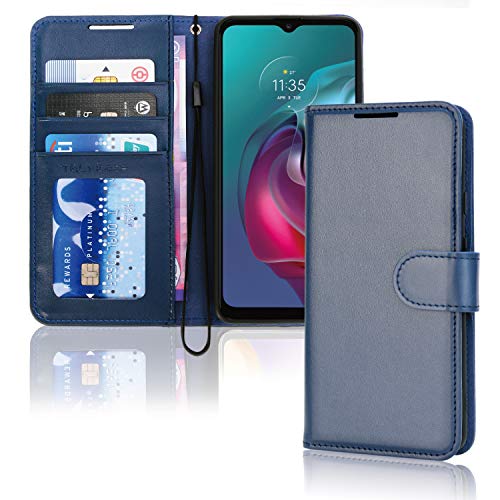 [Wallet Case] Protective Cover with Cash & Card Holder, Stand and Wrist Strap For Motorola Moto G30 / G10