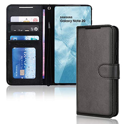[Wallet Case] Protective Cover with Cash & Card Holder, Stand and Wrist Strap For Samsung Note 20