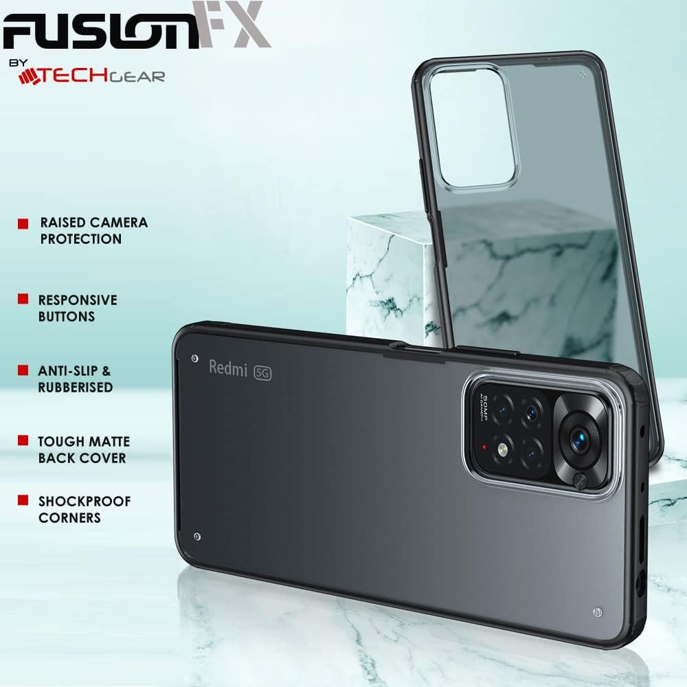 [Fusion FX Case] Slim & Light Tough Fused Gel Bumper & Hard Back Matte Case for Redmi Note 11