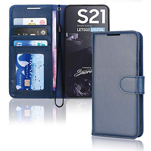[Wallet Case] Protective Cover with Cash & Card Holder, Stand and Wrist Strap For Samsung Galaxy S21