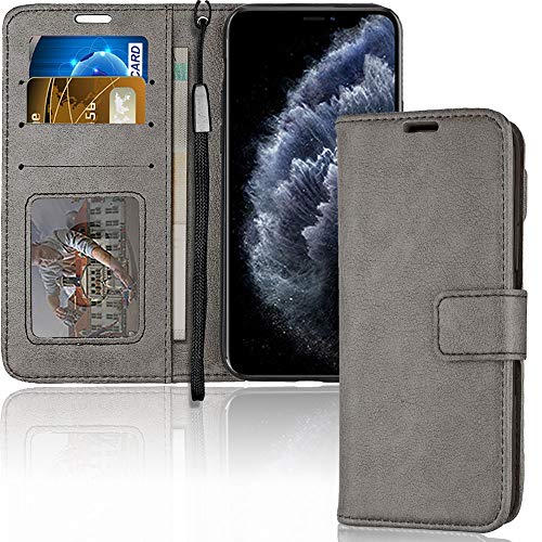 [Wallet Case] Protective Cover with Cash & Card Holder, Stand and Wrist Strap For Apple iPhone 11 Pro Max