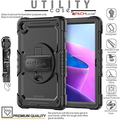 [UTILITY Case] Full Body Shockproof Case with Stand, Hand & Shoulder Strap for Lenovo Tab M10 Plus 3rd Gen 2022 (10.6") TB125 / TB128