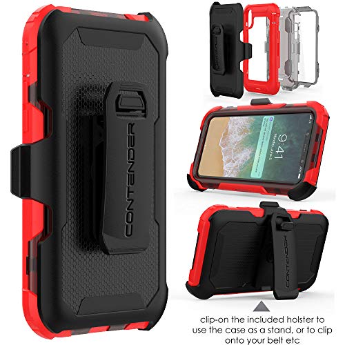[Contender Case] iPhone XS Max Heavy Duty Case with Built-in Screen Protector, 360 [Full Body] Protective Cover with Kick Stand