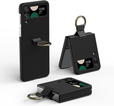 Samsung Galaxy Z Flip 4 Ring Case, Z Flip 4 Case with Stylish Ring Holder / Clip / Stand, Slim Fit, Hard PC Shockproof Matte Case