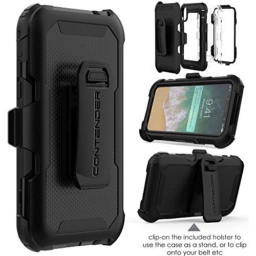 [Contender Case] iPhone XS Max Heavy Duty Case with Built-in Screen Protector, 360 [Full Body] Protective Cover with Kick Stand