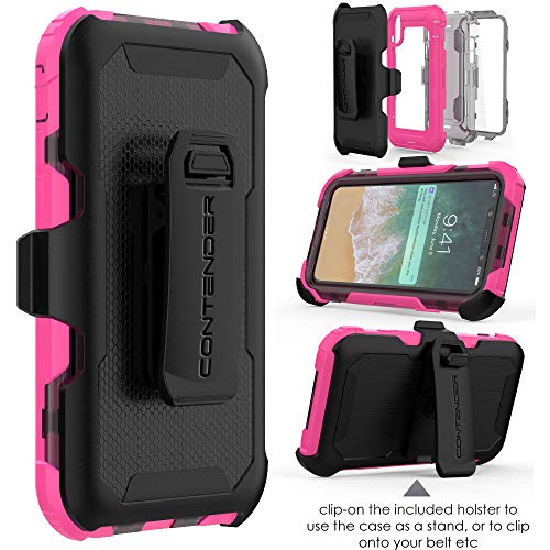 [Contender Case] iPhone XS Max Heavy Duty Case with Built-in Screen Protector, 360 [Full Body] Protective Cover with Kick Stand