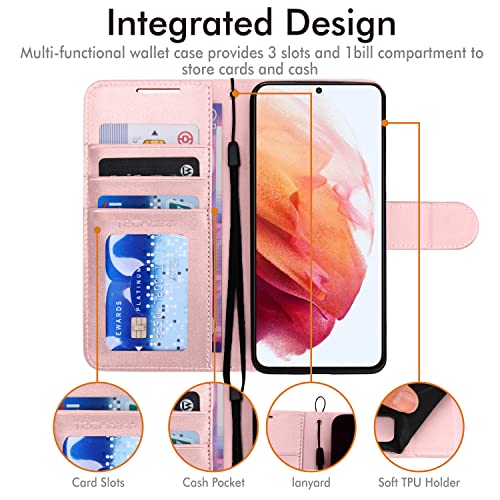 [Wallet Case] Protective Cover with Cash & Card Holder, Stand and Wrist Strap For Samsung Galaxy S23 Plus