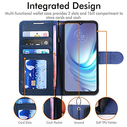 [Wallet Case] Protective Cover with Cash & Card Holder, Stand and Wrist Strap For Motorola Moto G50
