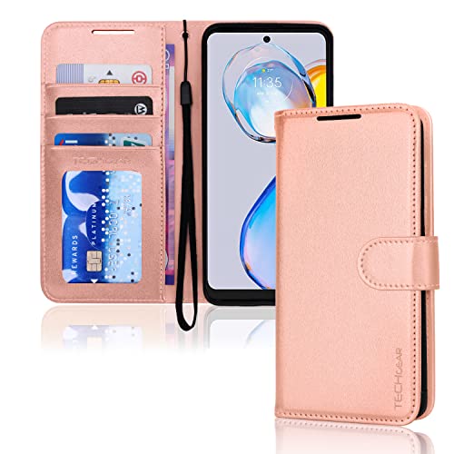 [Wallet Case] Protective Cover with Cash & Card Holder, Stand and Wrist Strap For Motorola Moto E32