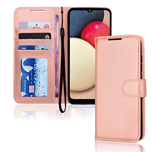 [Wallet Case] Protective Cover with Cash & Card Holder, Stand and Wrist Strap For Samsung Galaxy A02s