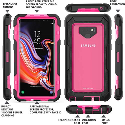 [Contender Case] Samsung Galaxy Note 9 Heavy Duty Case with Built-in Screen Protector, 360 [Full Body] Protective Cover with Kick Stand