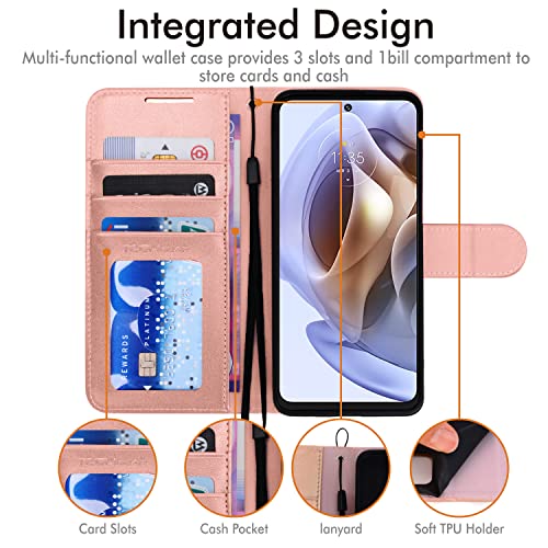 [Wallet Case] Protective Cover with Cash & Card Holder, Stand and Wrist Strap For Motorola Moto G31 / G41