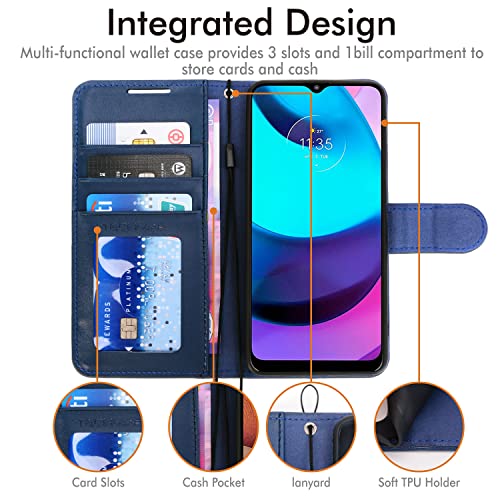 [Wallet Case] Protective Cover with Cash & Card Holder, Stand and Wrist Strap For Motorola Moto E20 / E30