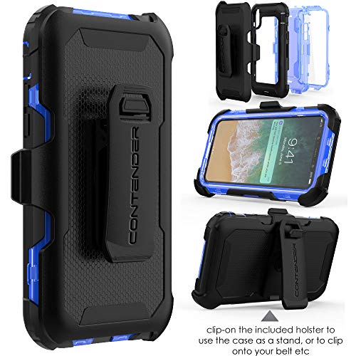 [Contender Case] iPhone XS Max Heavy Duty Case with Built-in Screen Protector, 360 [Full Body] Protective Cover with Kick Stand