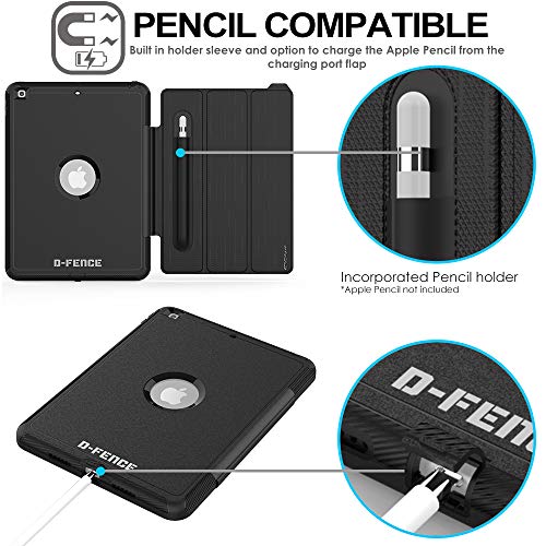 [D-FENCE Case] Tough & Rugged Smart Case For Apple iPad 10.2" 9th, 8th, 7th Generation